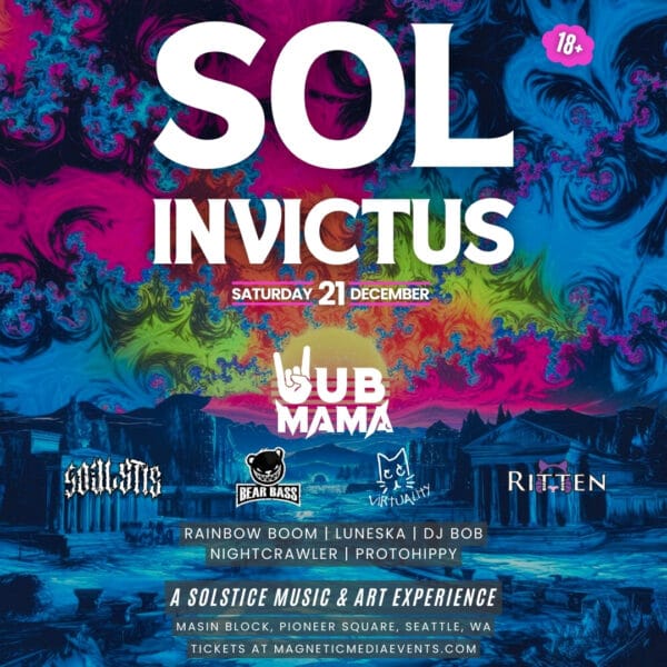 Sol Invictus winter solstice music and art event in Pioneer Square Seattle December 21 2024