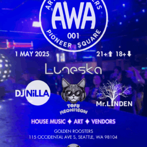 Art Walk Afters Poster house rave party on May 1st 2025 at Golden Roosters by Magnetic Media