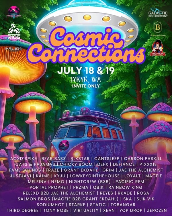 Cosmic Connections EDM music festival July 18 and 19 by Magnetic Media and Helios Immersive in Auburn WA